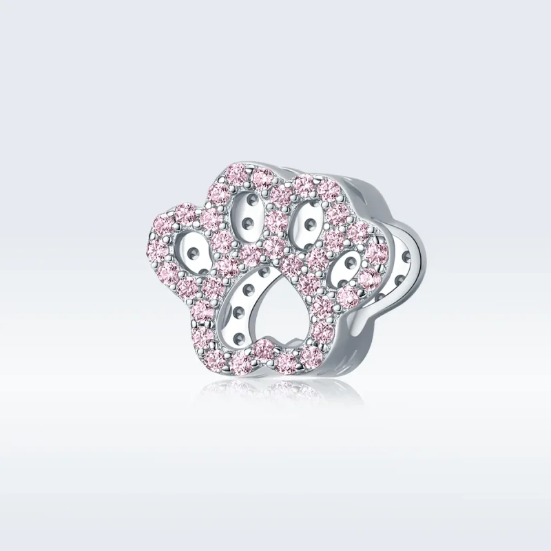 (bilde for) Pandora Style Silver Pink Paw Charm - BSC164 - Vis 5