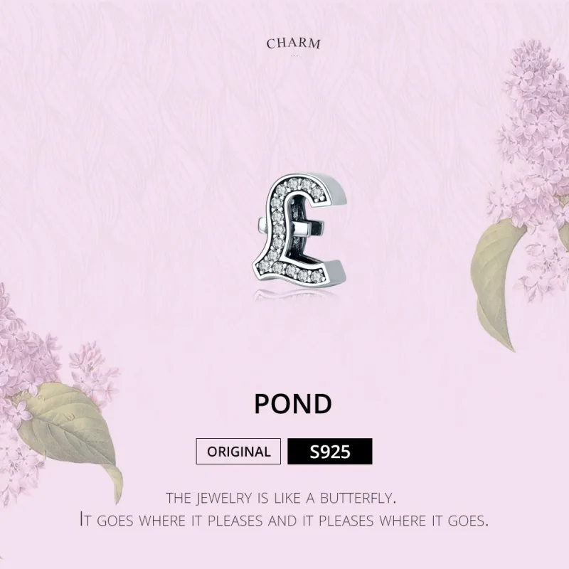 (bilde for) Pandora Style Silver Pund Sign Charm - SCC1269 - Vis 2