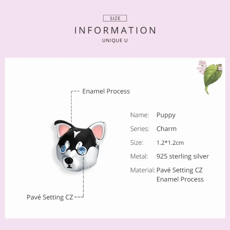 (bilde for) Pandora Style Silver Puppy Charm - BSC191 - Vis 7