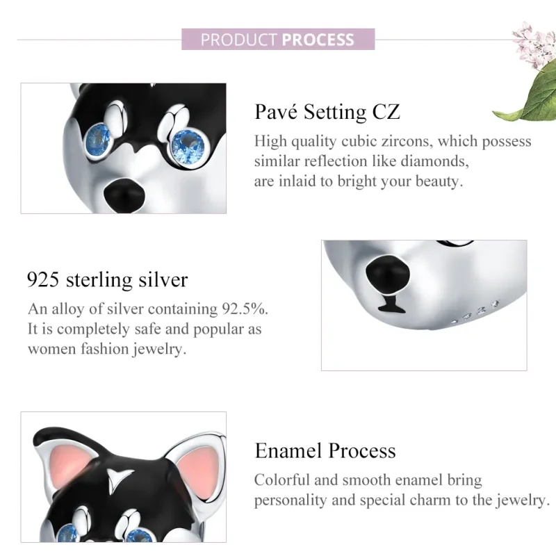 (bilde for) Pandora Style Silver Puppy Charm - BSC191 - Vis 8