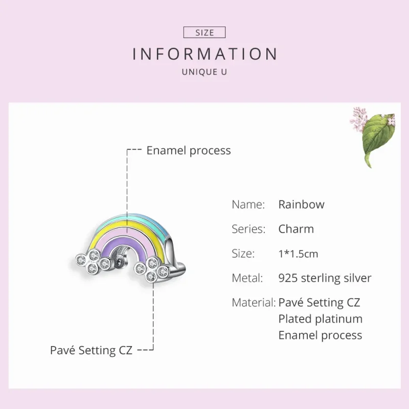 (bilde for) Pandora Style Silver Rainbow Charm - SCC1425 - Vis 7