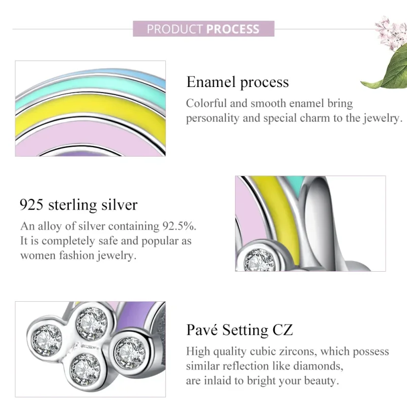 (bilde for) Pandora Style Silver Rainbow Charm - SCC1425 - Vis 8