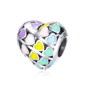 (bilde for) Pandora Style Silver Rainbow Heart Charm - SCC902