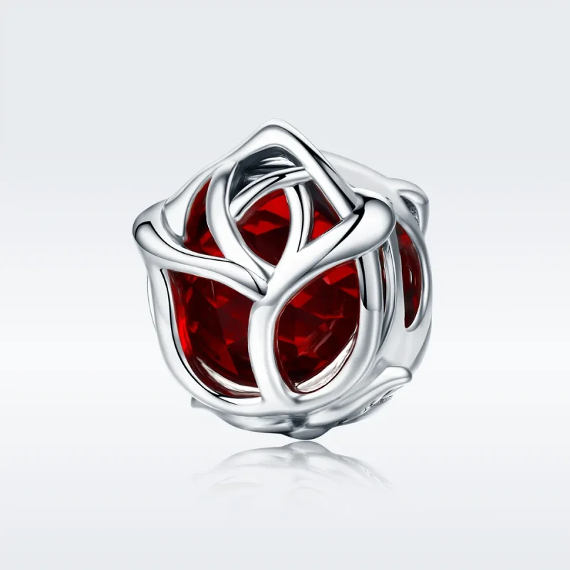 (bilde for) Pandora Style Silver Red Roses Charm - SCC568 - Vis 2