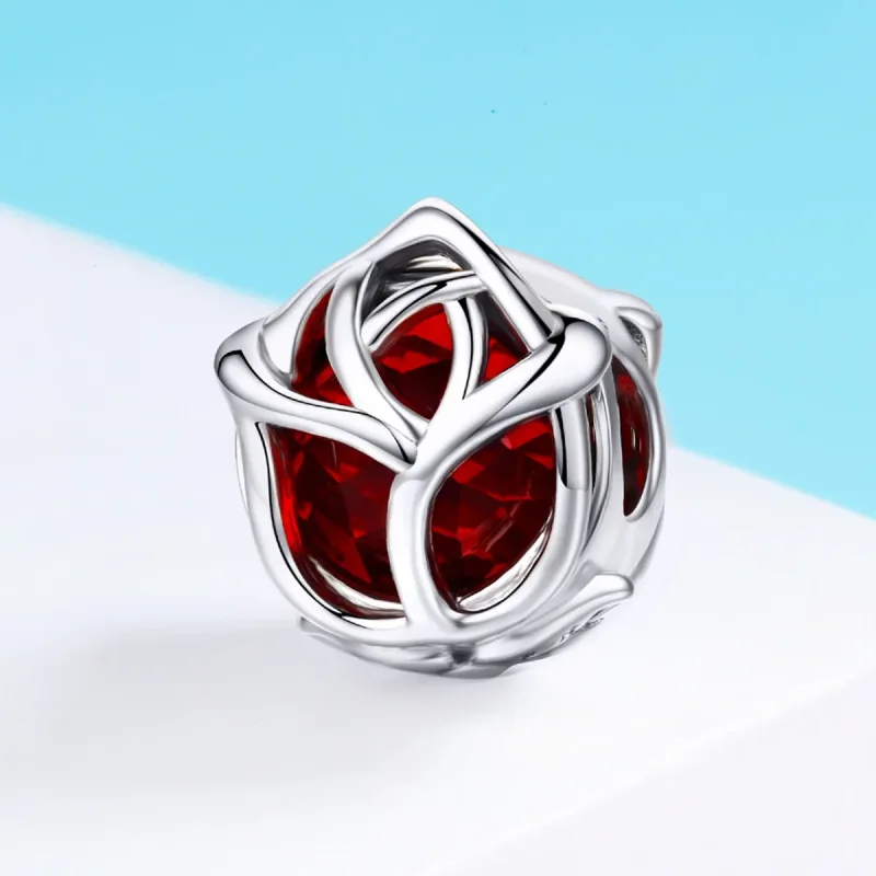(bilde for) Pandora Style Silver Red Roses Charm - SCC568 - Vis 3