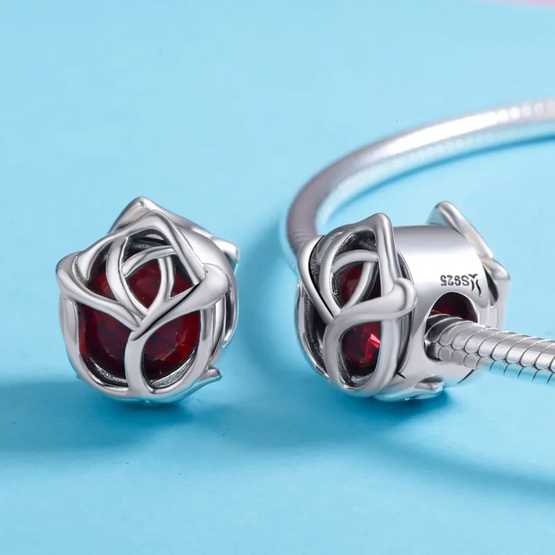 (bilde for) Pandora Style Silver Red Roses Charm - SCC568 - Vis 5