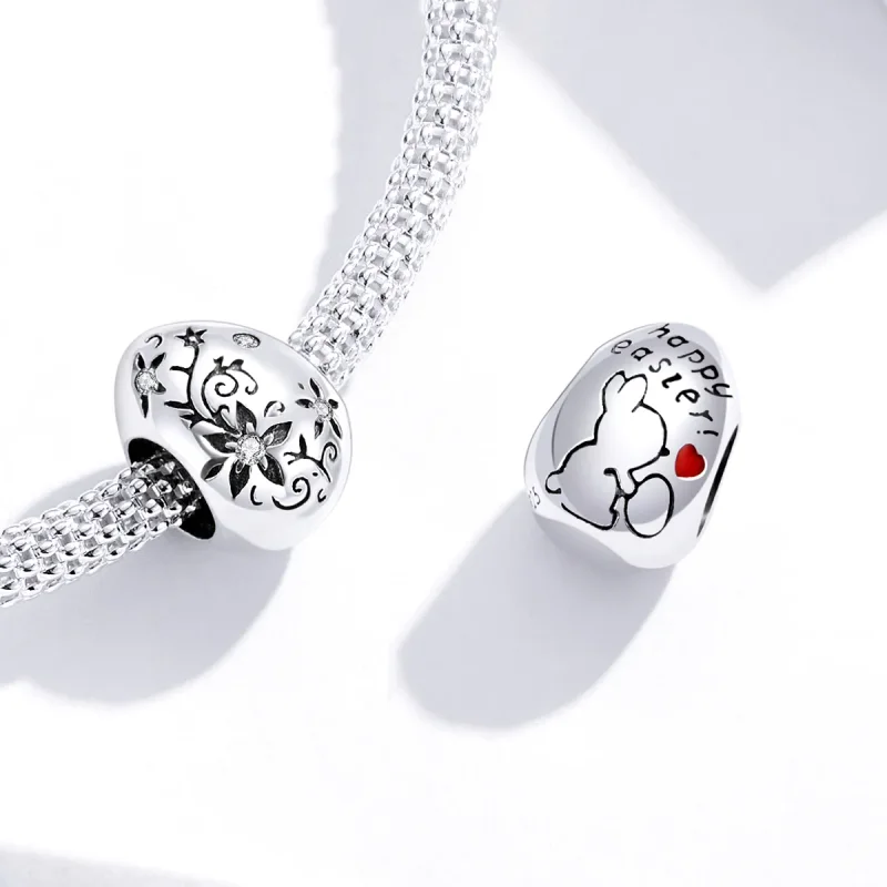 (bilde for) Pandora Style Silver Retro Easter Egg Charm - SCC1466 - Vis 3