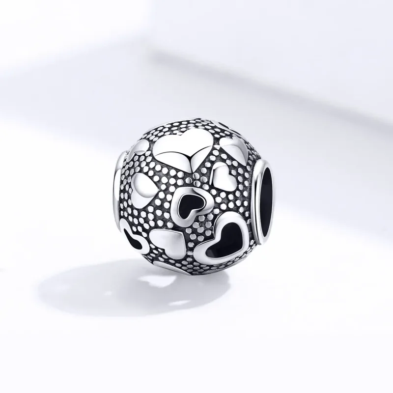 (bilde for) Pandora Style Silver Retro Heart Charm - SCC1451 - Vis 2