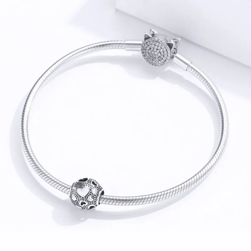 (bilde for) Pandora Style Silver Retro Heart Charm - SCC1451 - Vis 3