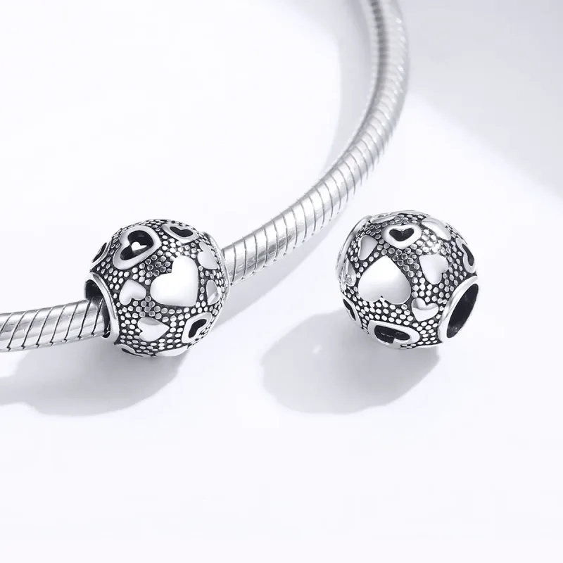 (bilde for) Pandora Style Silver Retro Heart Charm - SCC1451 - Vis 4