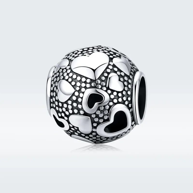 (bilde for) Pandora Style Silver Retro Heart Charm - SCC1451 - Vis 5