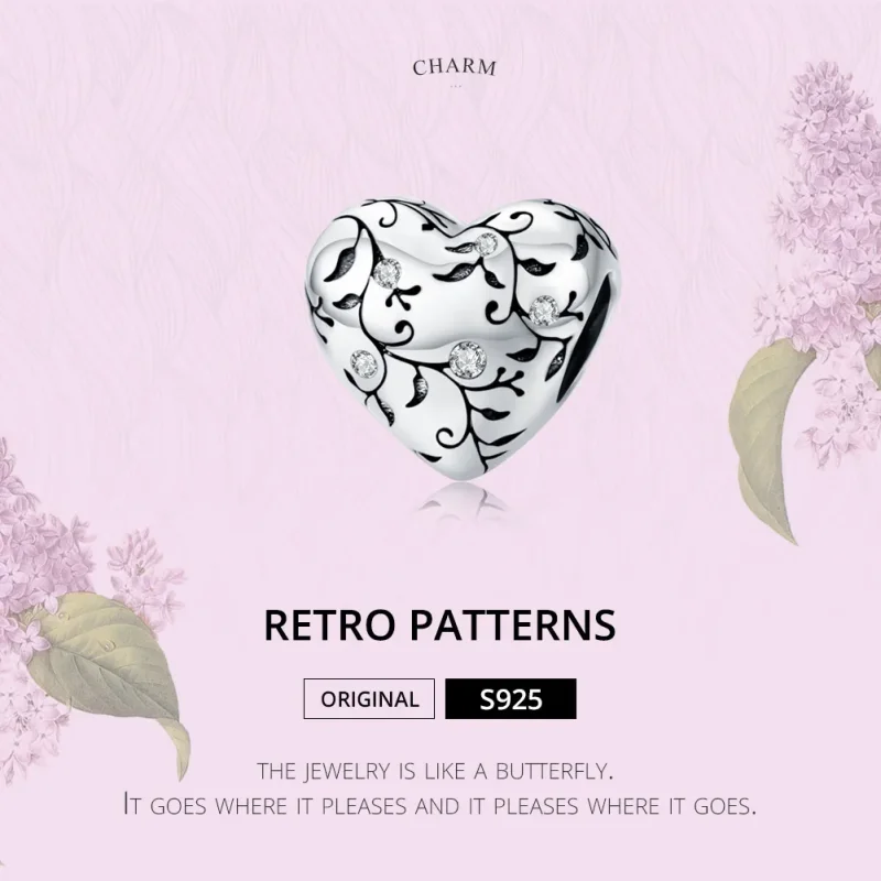 (bilde for) Pandora Style Silver Retro Patterns Charm - SCC1323 - Vis 6