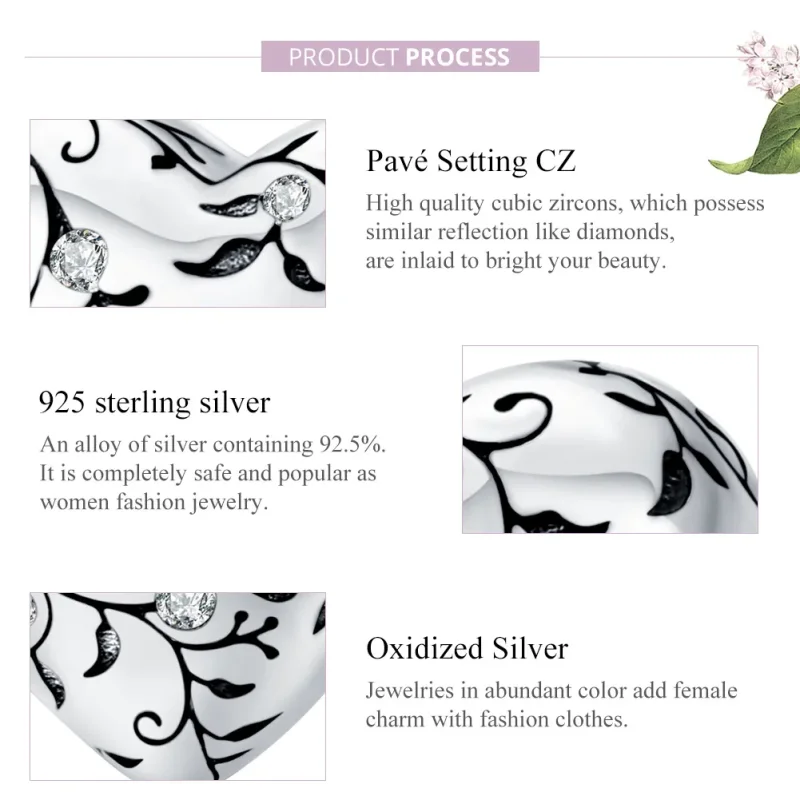 (bilde for) Pandora Style Silver Retro Patterns Charm - SCC1323 - Vis 8