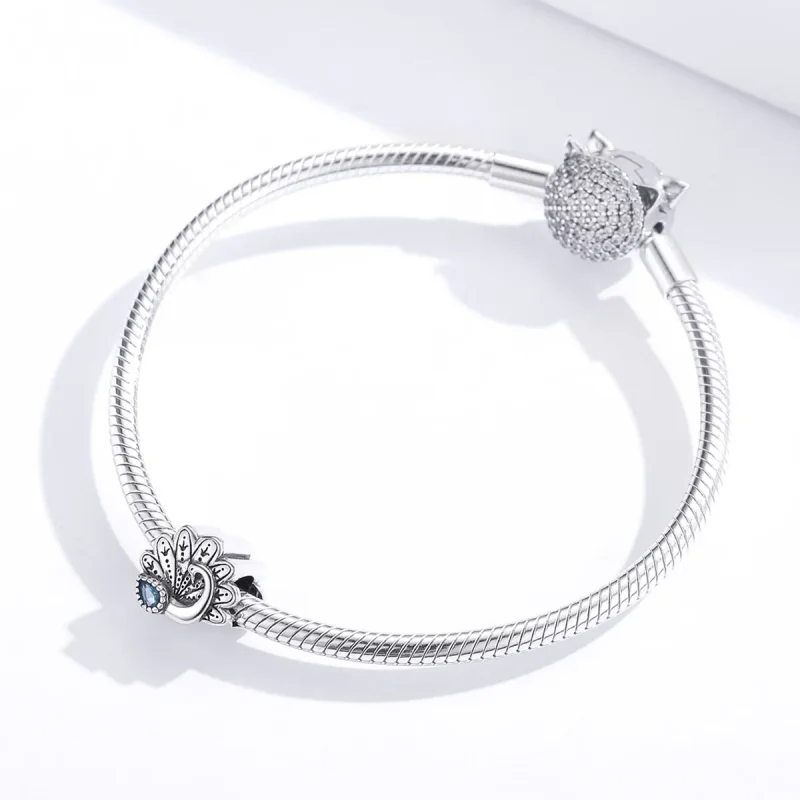 (bilde for) Pandora Style Silver Retro Peacock Charm - SCC1558 - Vis 2