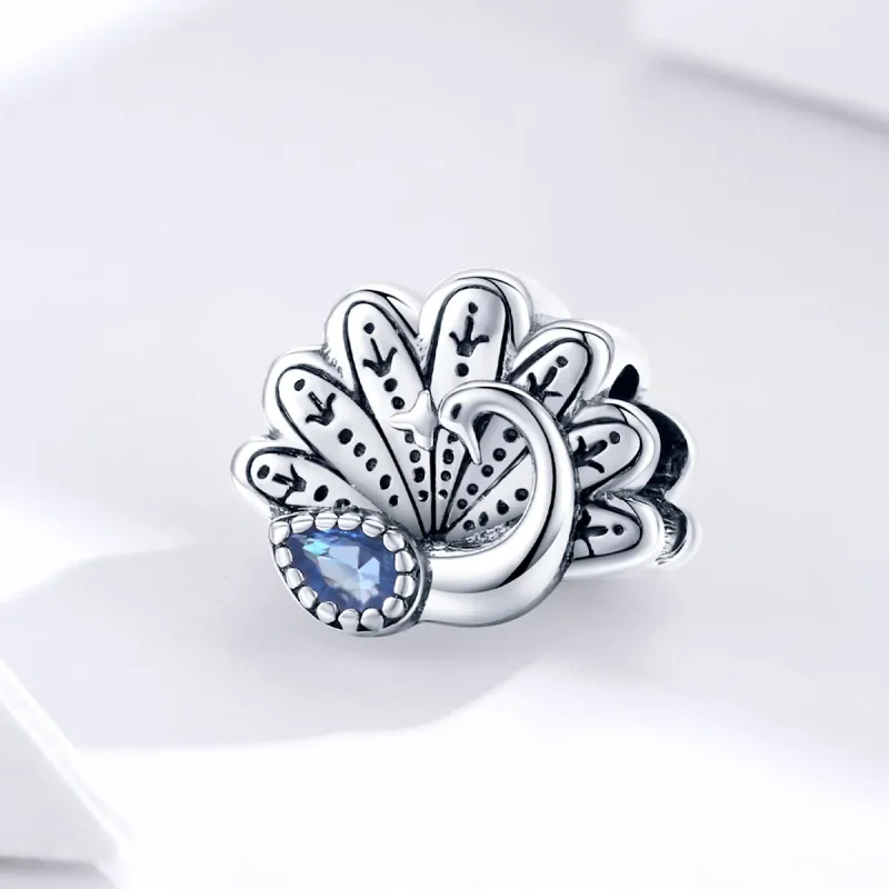 (bilde for) Pandora Style Silver Retro Peacock Charm - SCC1558 - Vis 3