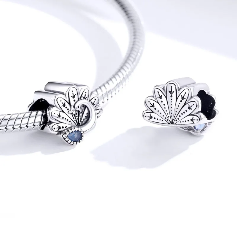 (bilde for) Pandora Style Silver Retro Peacock Charm - SCC1558 - Vis 4