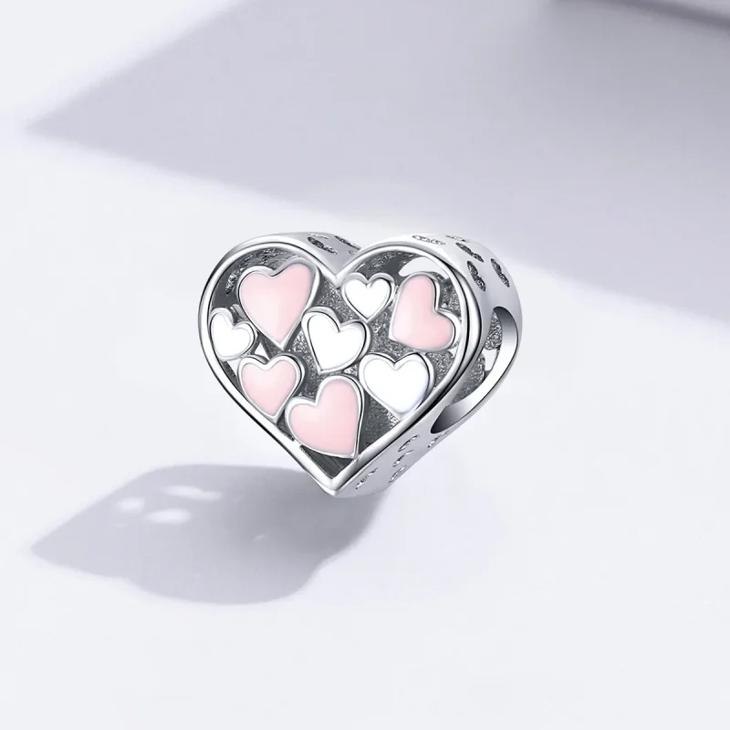 (bilde for) Pandora Style Silver Romance Heart Charm - SCC1423 - Vis 2