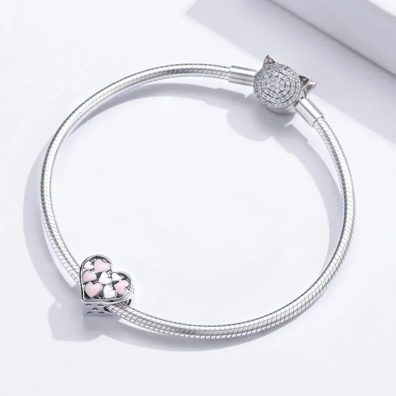 (bilde for) Pandora Style Silver Romance Heart Charm - SCC1423 - Vis 3