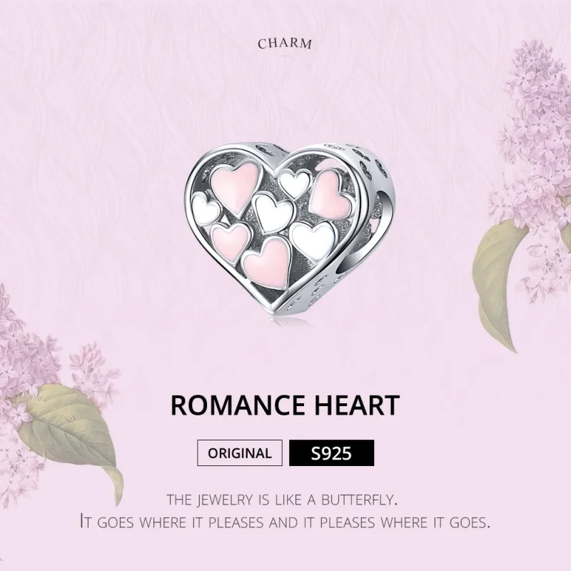 (bilde for) Pandora Style Silver Romance Heart Charm - SCC1423 - Vis 6