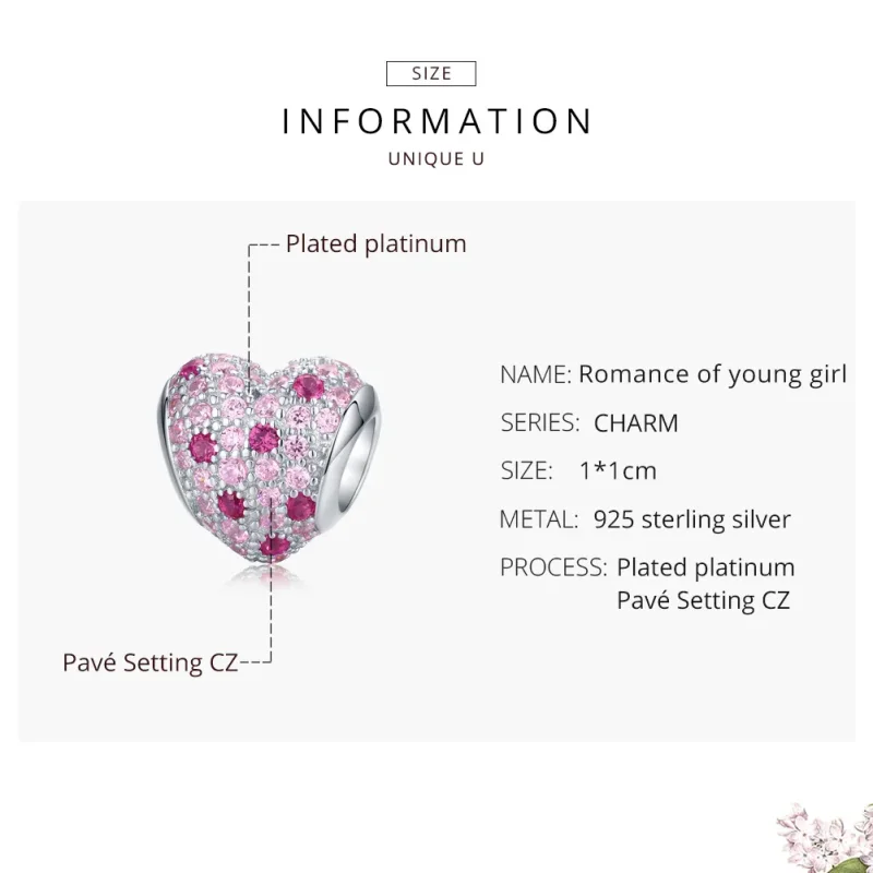 (bilde for) Pandora Style Silver Romance of Young Girl Charm - BSC118 - Vis 7