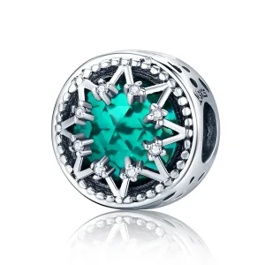(bilde for) Pandora Style Silver Romantic Emerald Snowflakes Charm - SCC308