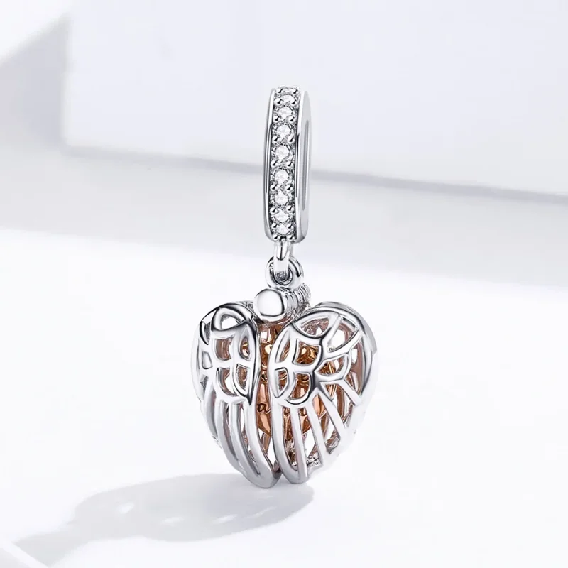 (bilde for) Pandora Style Silver & Rose Gold Forever & Family Dangle - SCC1299 - Vis 3