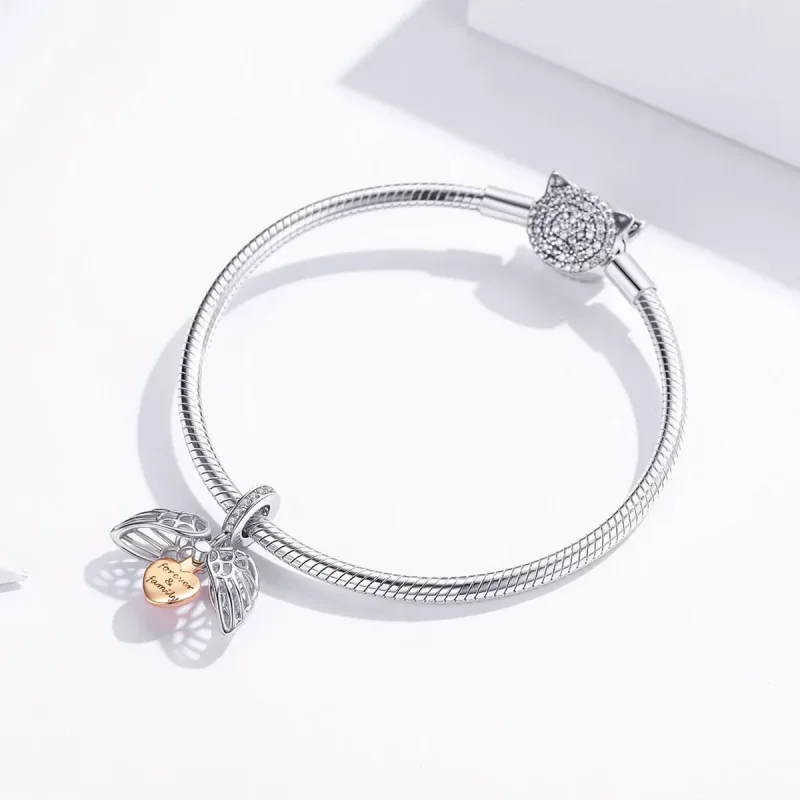 (bilde for) Pandora Style Silver & Rose Gold Forever & Family Dangle - SCC1299 - Vis 4