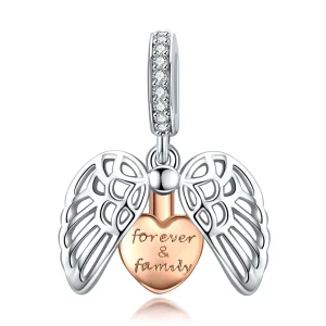 (bilde for) Pandora Style Silver & Rose Gold Forever & Family Dangle - SCC1299