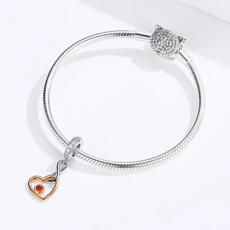 (bilde for) Pandora Style Silver & Rose Gold Palpitasjon Dangle - SCC1239 - Vis 3