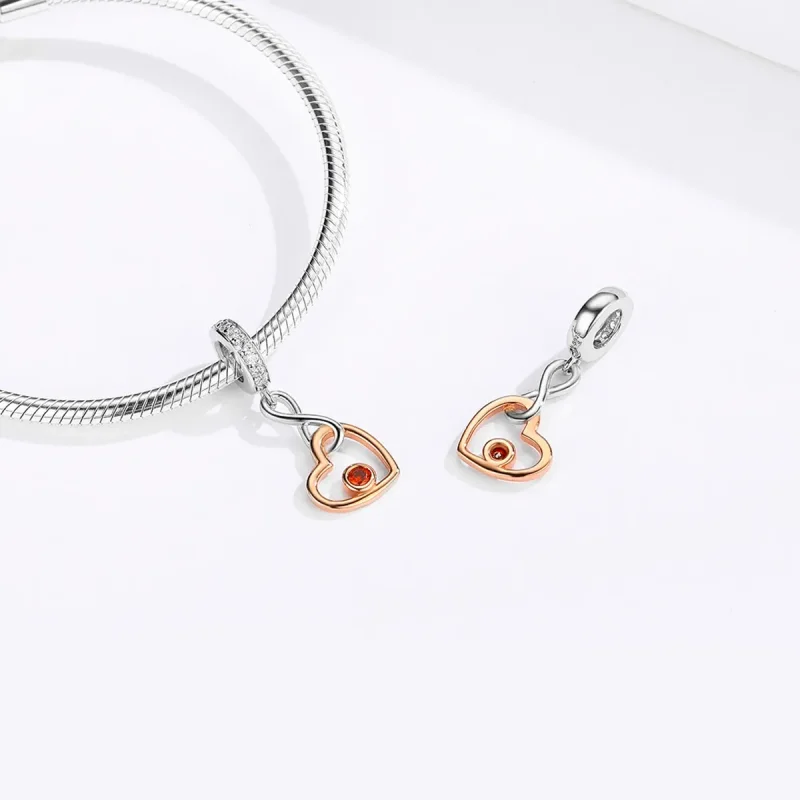 (bilde for) Pandora Style Silver & Rose Gold Palpitasjon Dangle - SCC1239 - Vis 4