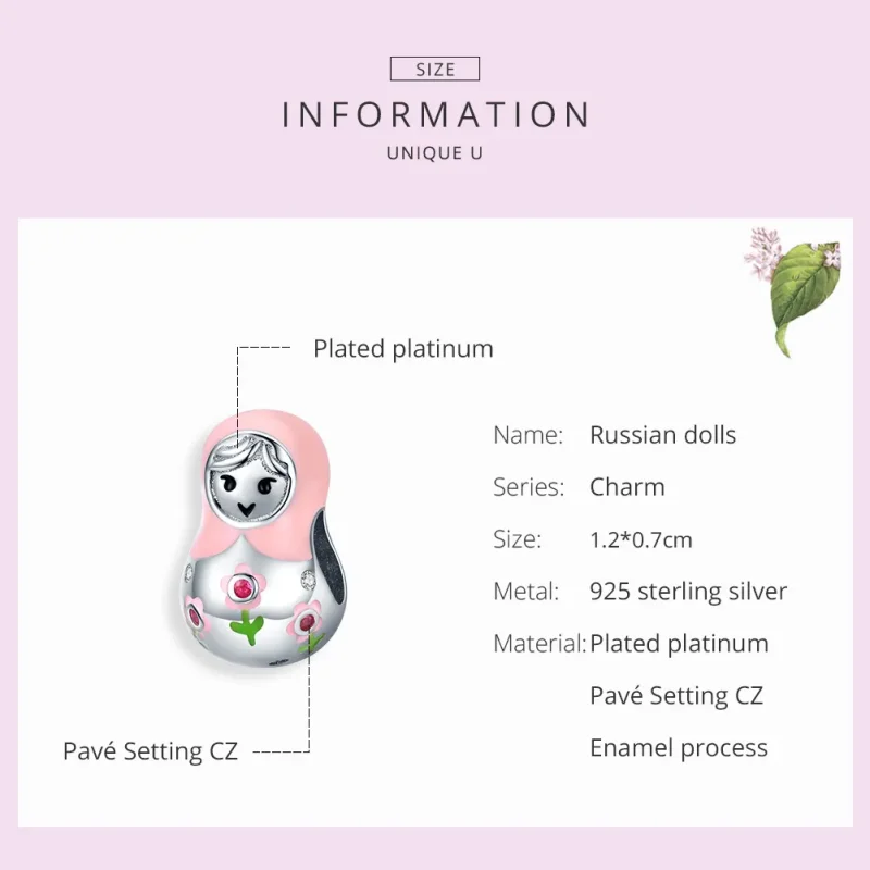 (bilde for) Pandora Style Silver Russian Dolls Charm - SCC1435 - Vis 7