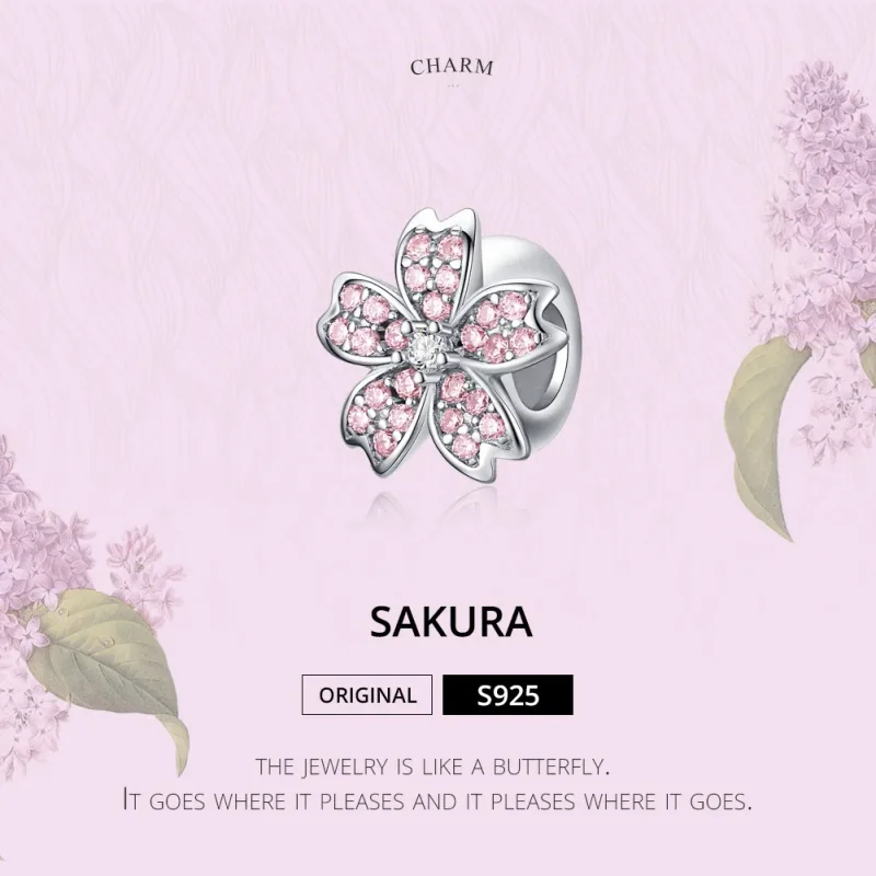 (bilde for) Pandora Style Silver Sakura Charm - SCC1291 - Vis 2