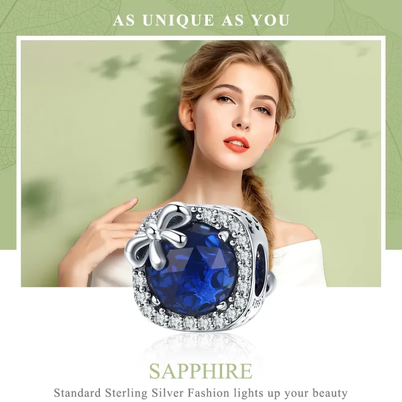 (bilde for) Pandora Style Silver Sapphire Charm - SCC1058 - Vis 2