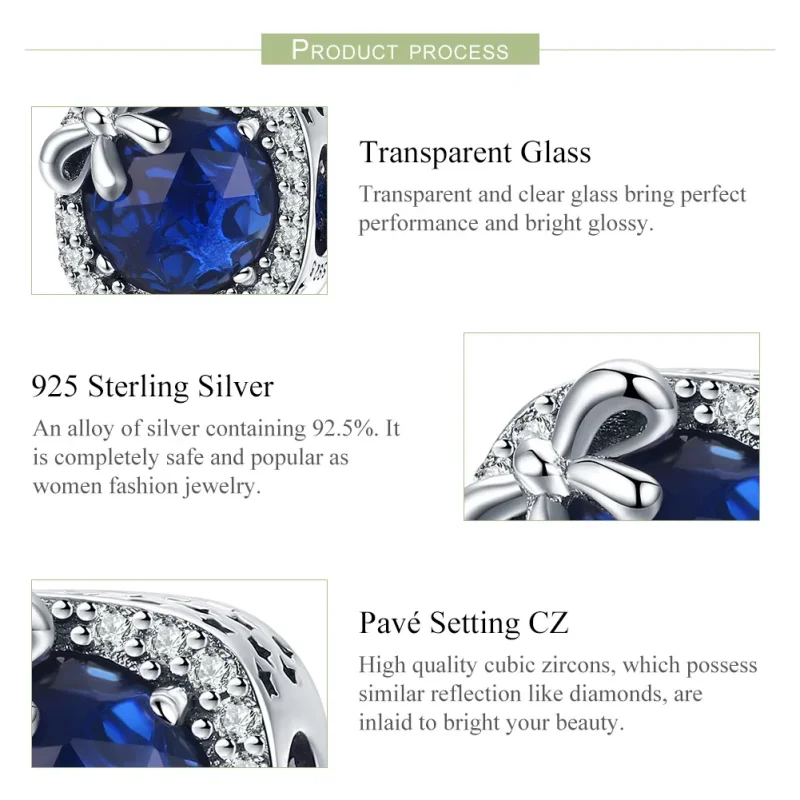 (bilde for) Pandora Style Silver Sapphire Charm - SCC1058 - Vis 6