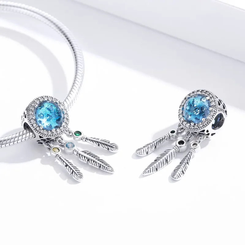 (bilde for) Pandora Style Silver Sapphire Dream Catcher Charm - SCC1384 - Vis 2