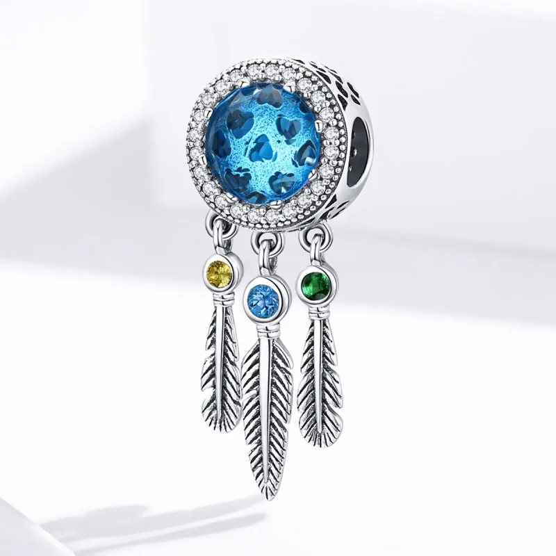 (bilde for) Pandora Style Silver Sapphire Dream Catcher Charm - SCC1384 - Vis 3