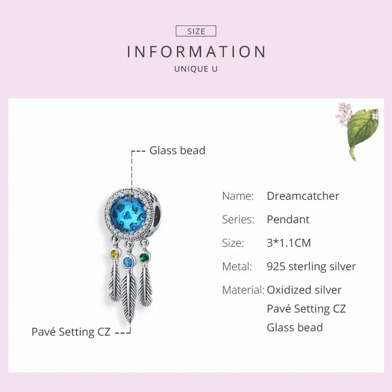 (bilde for) Pandora Style Silver Sapphire Dream Catcher Charm - SCC1384 - Vis 7