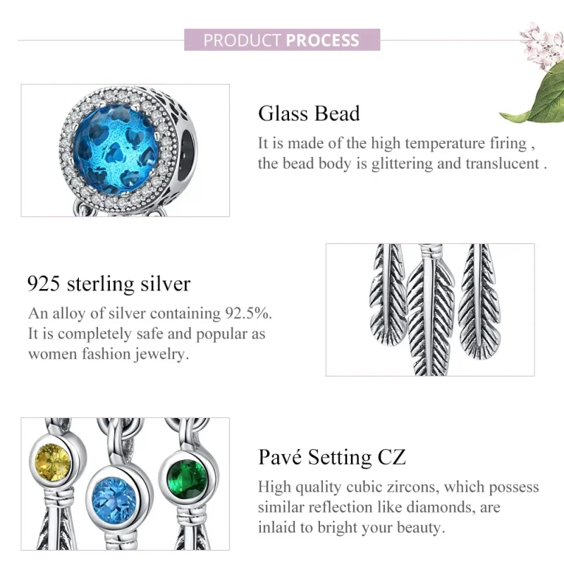 (bilde for) Pandora Style Silver Sapphire Dream Catcher Charm - SCC1384 - Vis 8