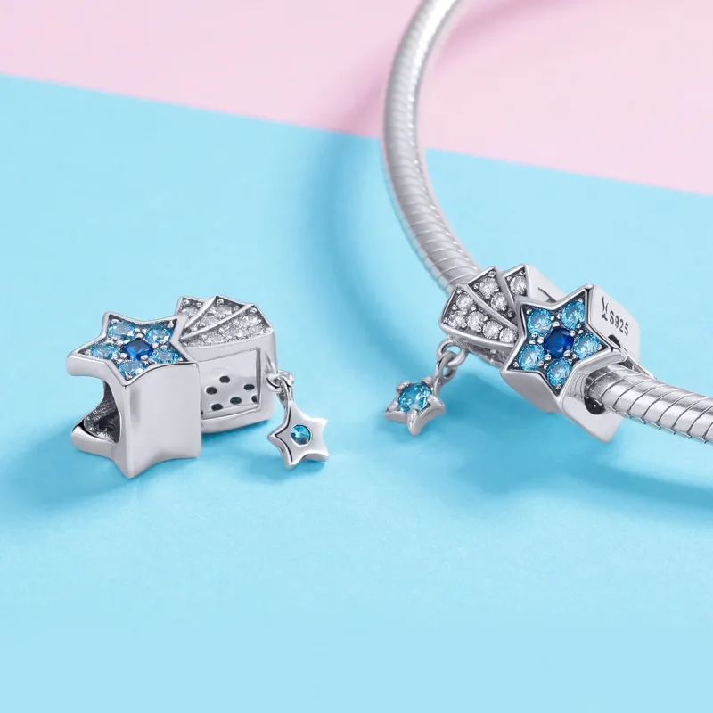 (bilde for) Pandora Style Silver Sapphire Jewellery Stars Charm - SCC912 - Vis 4