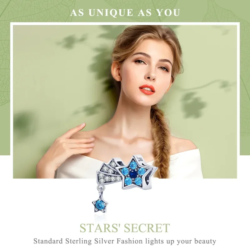 (bilde for) Pandora Style Silver Sapphire Jewellery Stars Charm - SCC912 - Vis 6