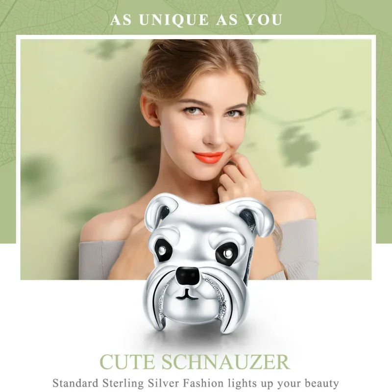(bilde for) Pandora Style Silver Schnauzer Charm - SCC835 - Vis 6