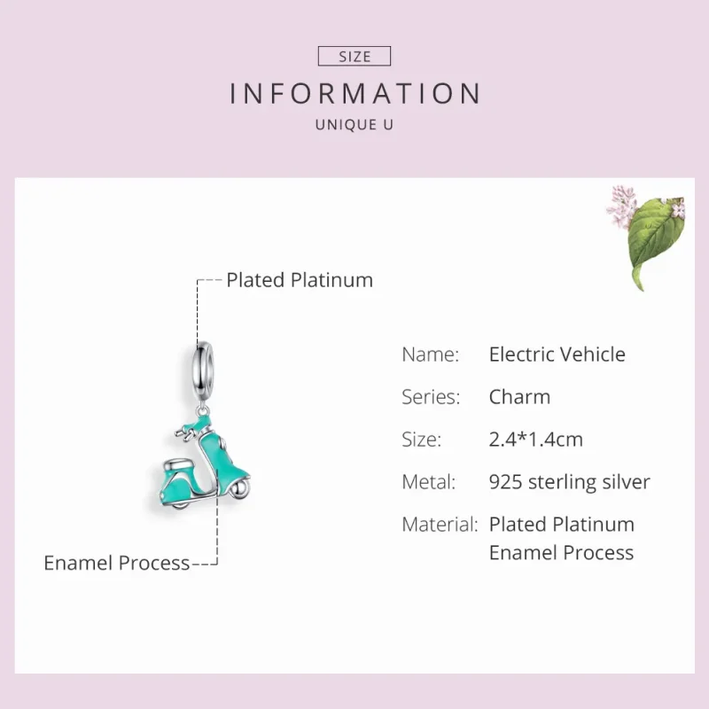 (bilde for) Pandora Style Silver Scooter Dangle - SCC1201 - Vis 3