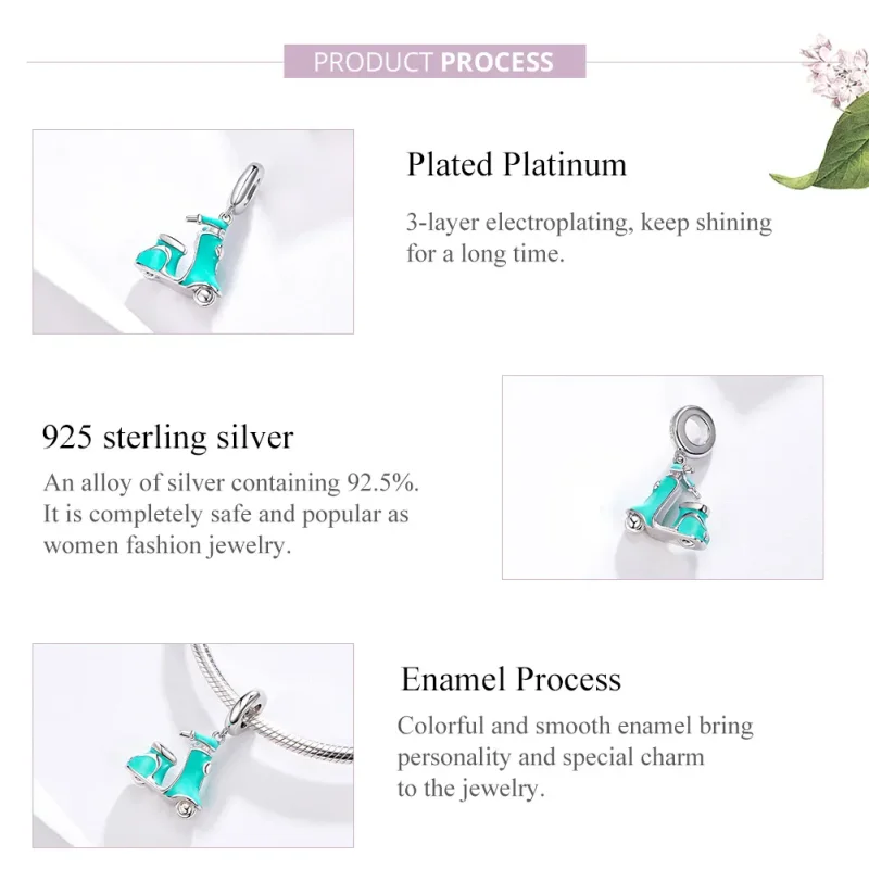 (bilde for) Pandora Style Silver Scooter Dangle - SCC1201 - Vis 4