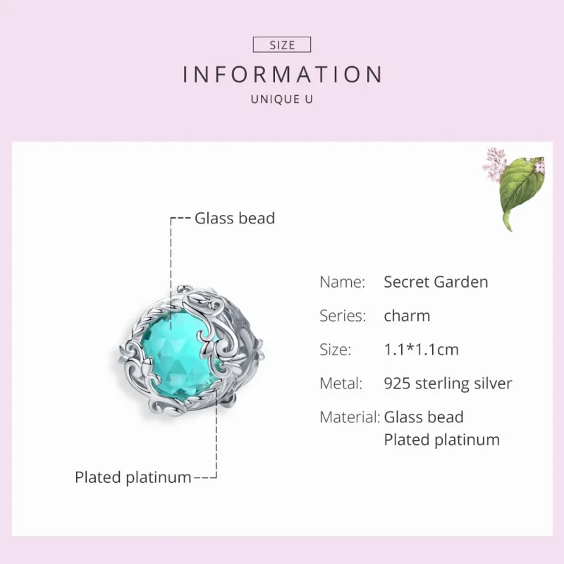 (bilde for) Pandora Style Silver Secret Garden Charm - BSC105 - Vis 7