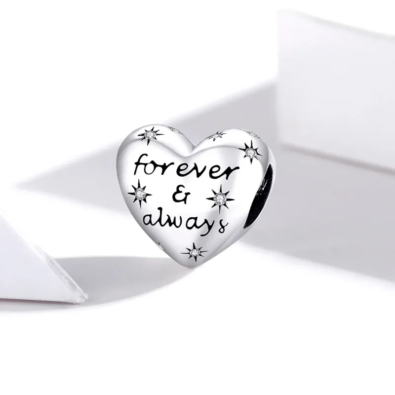 (bilde for) Pandora Style Silver Shining Heart Charm - SCC1735 - Vis 2