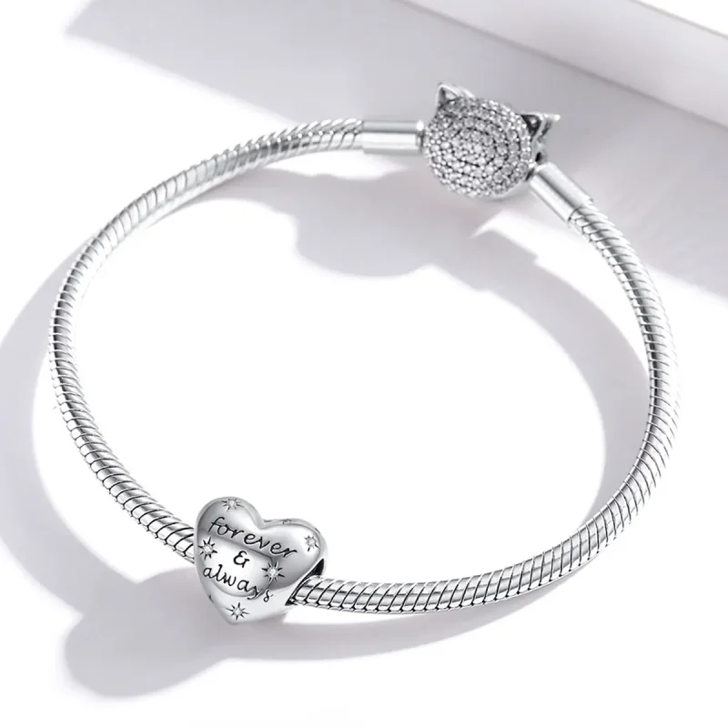 (bilde for) Pandora Style Silver Shining Heart Charm - SCC1735 - Vis 3