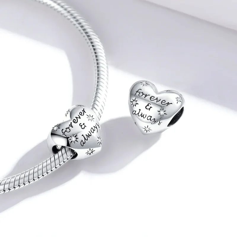 (bilde for) Pandora Style Silver Shining Heart Charm - SCC1735 - Vis 4