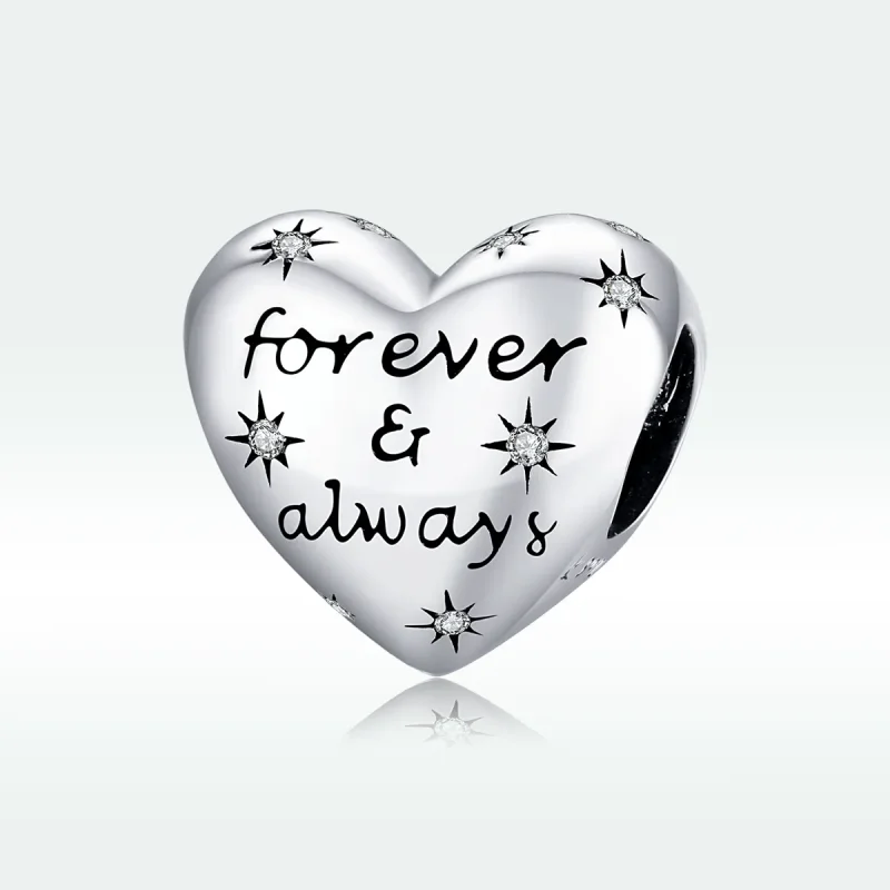 (bilde for) Pandora Style Silver Shining Heart Charm - SCC1735 - Vis 5