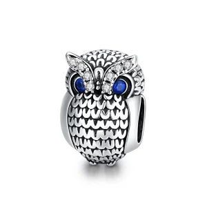 (bilde for) Pandora Style Silver Shining Owl Charm - SCC1607
