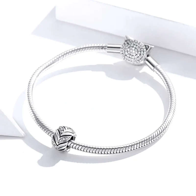 (bilde for) Pandora Style Silver Shining Wheat Ears Charm - SCC1614 - Vis 3